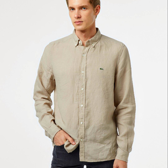 Lacoste Bej Keten Regular Gömlek