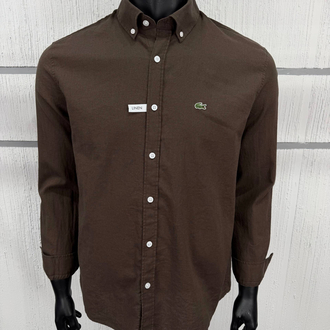 Lacoste Kahverengi Keten Regular Gömlek