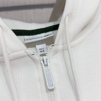 Lacoste Kapüşonlu Tam Fermuarlı Beyaz Sweatshirt