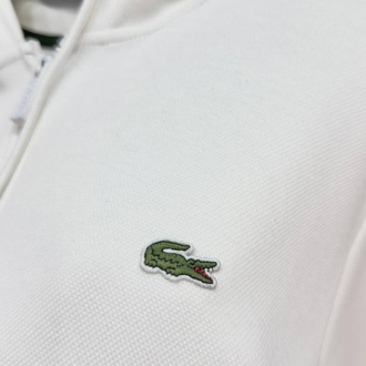 Lacoste Kapüşonlu Tam Fermuarlı Beyaz Sweatshirt