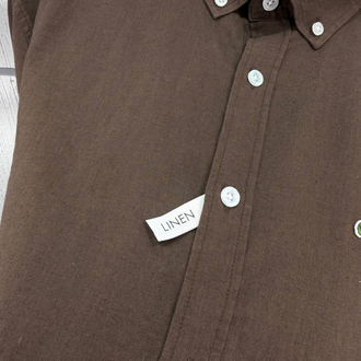 Lacoste Kahverengi Keten Regular Gömlek