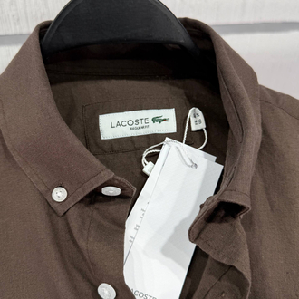 Lacoste Kahverengi Keten Regular Gömlek