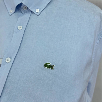 Lacoste Açık Mavi Keten Regular Gömlek