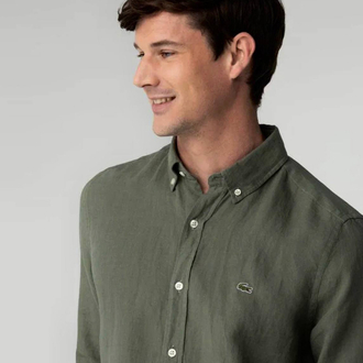 Lacoste Haki Keten Regular Gömlek