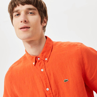 Lacoste Turuncu Keten Regular Gömlek