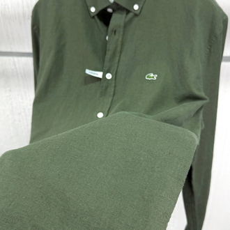 Lacoste Haki Keten Regular Gömlek