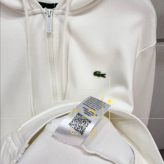Lacoste Kapüşonlu Tam Fermuarlı Beyaz Sweatshirt