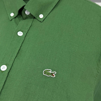 Lacoste Yeşil Keten Regular Gömlek