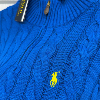 Polo Ralph Lauren Mavi Yarım Fermuarlı Örme Triko