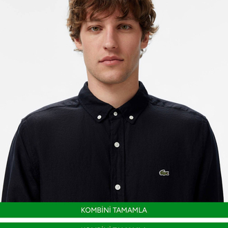 Lacoste Siyah Keten Regular Gömlek