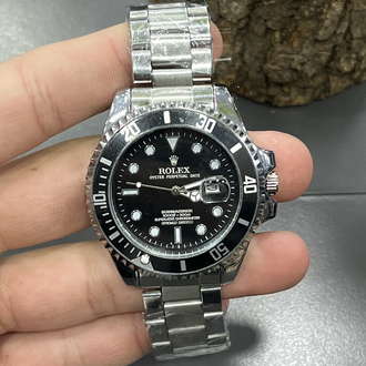 Submariner Serisi siyah  - Gümüş Renk Çelik Kordon Erkek Kol Saati
