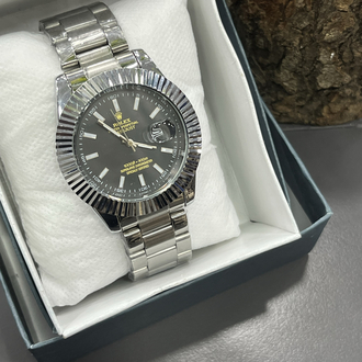 Midnight Black Luxury – Gümüş Çelik Kordon Klasik Erkek Saati
