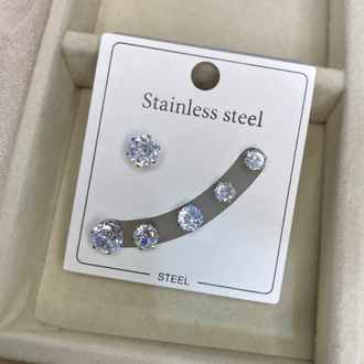 Çelik Silver Taşlı Küpe Seti