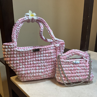 Lupinaria ISOLA - Macaron Rose Tote Örgü Çanta