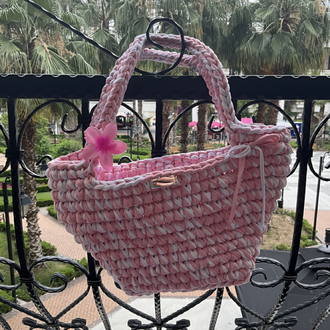 Lupinaria ISOLA - Macaron Rose Tote Örgü Çanta