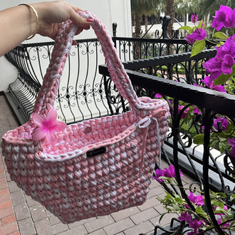 Lupinaria ISOLA - Macaron Rose Tote Örgü Çanta