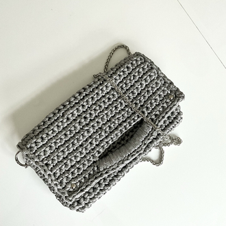 Lupinaria SELENE - Silver Cüzdan Form Örgü Çanta