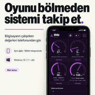 Diviia Monitör | Telefonda Canlı PC Sistem Takibi