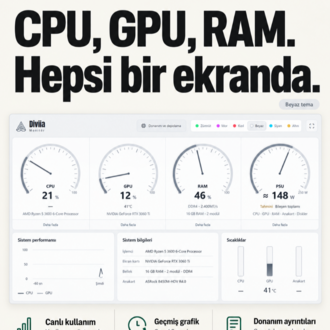 Diviia Monitör | Telefonda Canlı PC Sistem Takibi