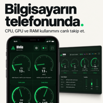 Diviia Monitör | Telefonda Canlı PC Sistem Takibi