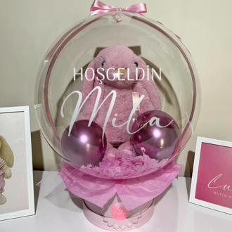 Kişiselleştirilmiş Pembe Peluş Tavşanlı Balon