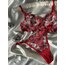 Merida Kırmızı Çiçek Desenli Bralet Takım