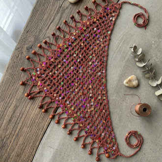 Crochet Boncuklu Bandana Bakır