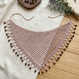 Crochet Boncuklu Bandana Pudra