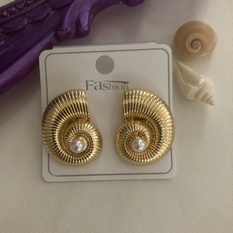 “İncili Spiral Deniz Kabuğu” Küpe