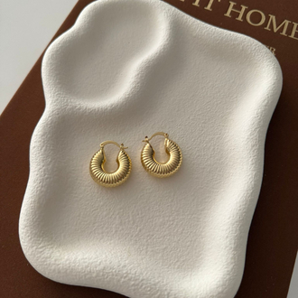 Halka Gold Tırtır Detay Küpe