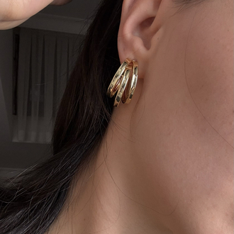 3’lü Midi Gold Küpe