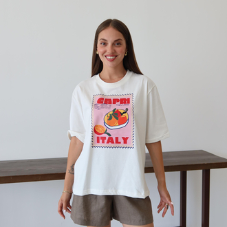 Beyaz CAPRI ITALY Baskılı T-shirt