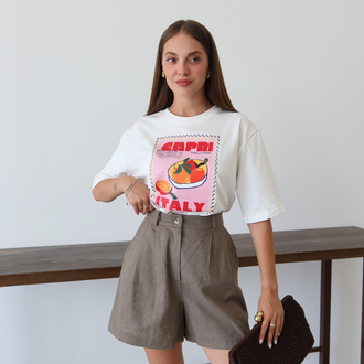 Beyaz CAPRI ITALY Baskılı T-shirt