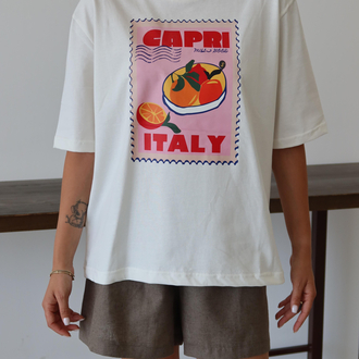 Beyaz CAPRI ITALY Baskılı T-shirt
