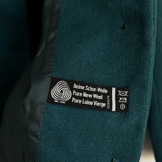Made in Italy Yakası Kürklü %100 Saf Yün Kaşe Petrol Mavisi/Turkuaz Blazer 