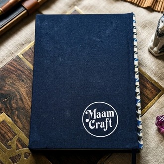 Kazayaklı  Siyah/Beyaz - Pamuklu Kumaş Ciltli El Yapımı Defter