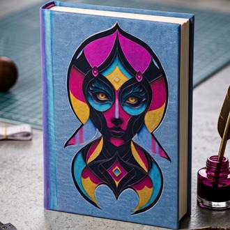 Abstract Girl - Denim Kumaş Ciltli El Yapımı Defter