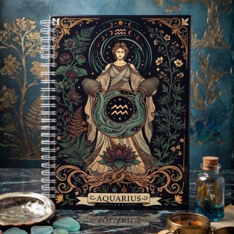 Kova Burcu (Aquarius) - Astroloji Zodiac Serili Tasarım Sert Kapaklı, Spiralli Defter