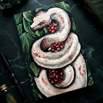Albino Snake - Ressam Elinden Orijinal El Boyaması Kanvas Tarihsiz Ajanda