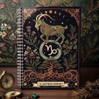 Oğlak Burcu (Capricorn) - Astroloji Zodiac Serili Tasarım Sert Kapaklı, Spiralli Defter