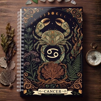 Yengeç Burcu (Cancer) - Astroloji Zodiac Serili Tasarım Sert Kapaklı, Spiralli Defter