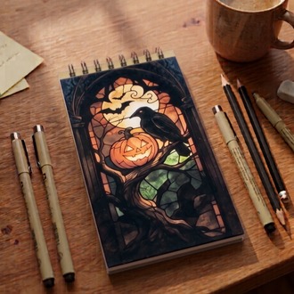 Pumpkin Raven - Modern Tasarım Sert Kapaklı, Spiralli Not Defteri
