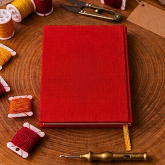 Sonbahar Çiçeği - Atölye Serisi El İşlemesi (Punch) Kumaş Ciltli Defter