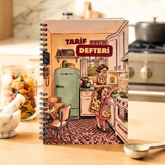 Anneden Kıza Tarif Defteri - El Yapımı Spiral Sert Kapak Tarif Defteri - 50 Tarif