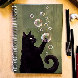 Bubble Cat - Modern Tasarım Sert Kapaklı, Spiralli Defter