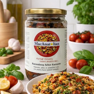 Patlıcanlı Kurutulmuş Sebze Karışımı / Pişmiş - Kullanıma Hazır (Acılı) 450 gr