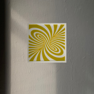 Modern Geometrik Kırmızı Beyaz Spiral Desenli Duvar Süsü - Dekoratif Tablo 19cm x 19cm