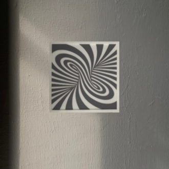 Modern Geometrik Kırmızı Beyaz Spiral Desenli Duvar Süsü - Dekoratif Tablo 19cm x 19cm