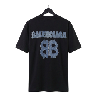Balenciaga Denim Applique  T-Shirt / Washed Black