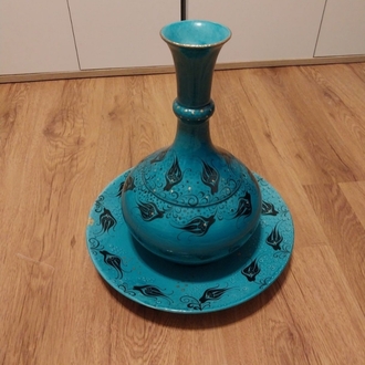 Özel tasarım çinivazo ve tabağı 34x64x23